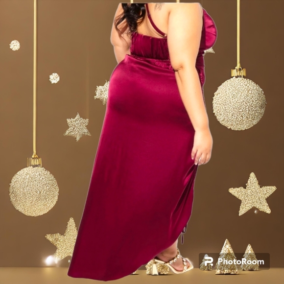 Ashley Stewart Stunning Satin Slip cowl neck dress. Wine color. Size 22/24 - Picture 7 of 12